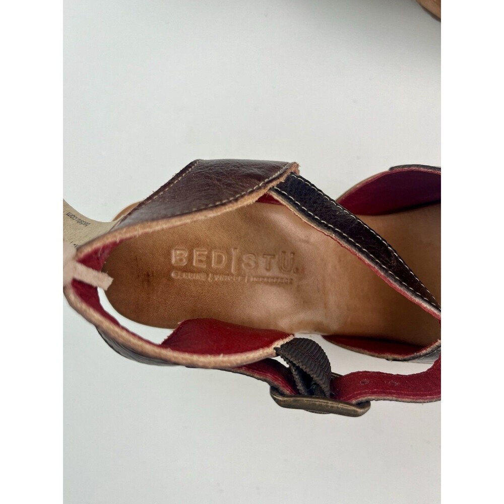 Bed Stu Jetsetter Wooden Clog Sandals 8 Cold Brew Rustic Leather Boho Platform - Picture 8 of 10